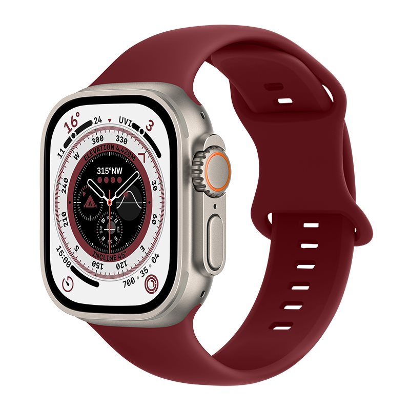 Apple Watch Series 9 45mm Siliconen bandje Bordeaux