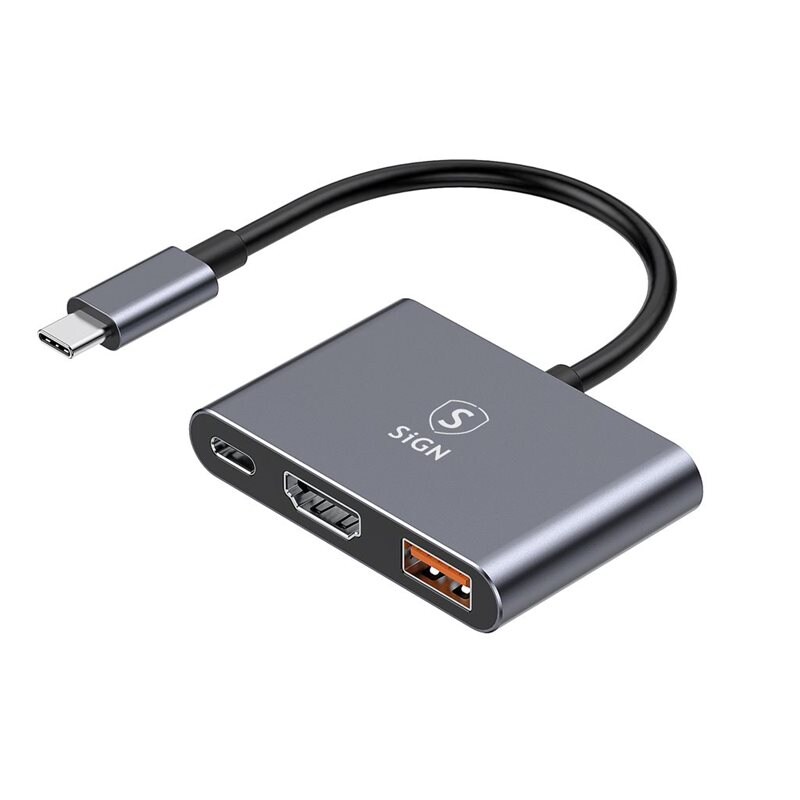 SiGN 3-in-1 Hub USB-C naar USB-C + USB-A + HDMI 4K 100W