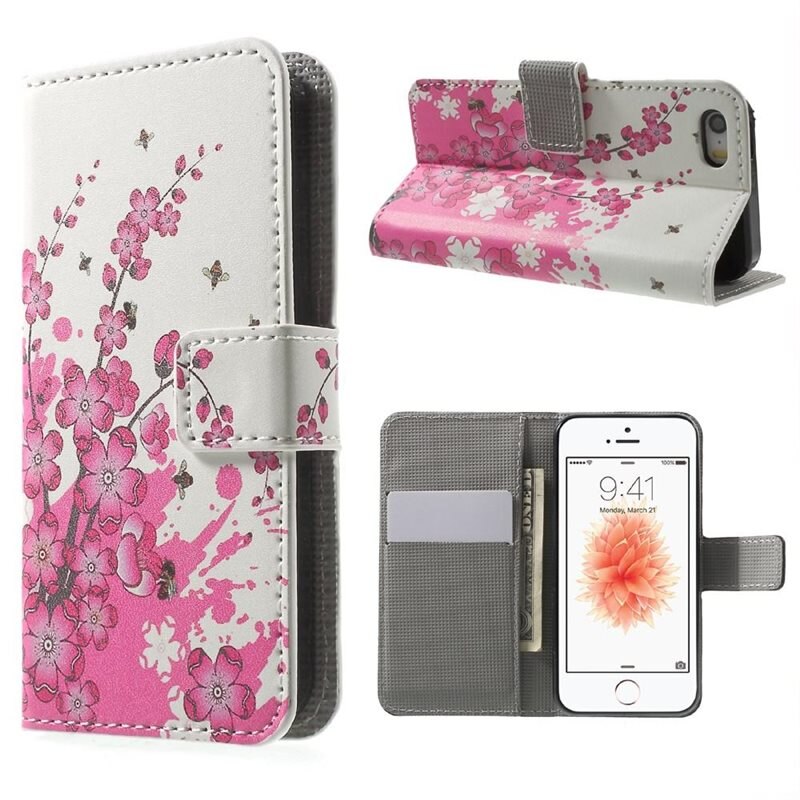 iPhone 5/5S/SE Bookcover hoesje Kersenbloesem - Telefoonhoesje met plek voor pasjes en briefgeld