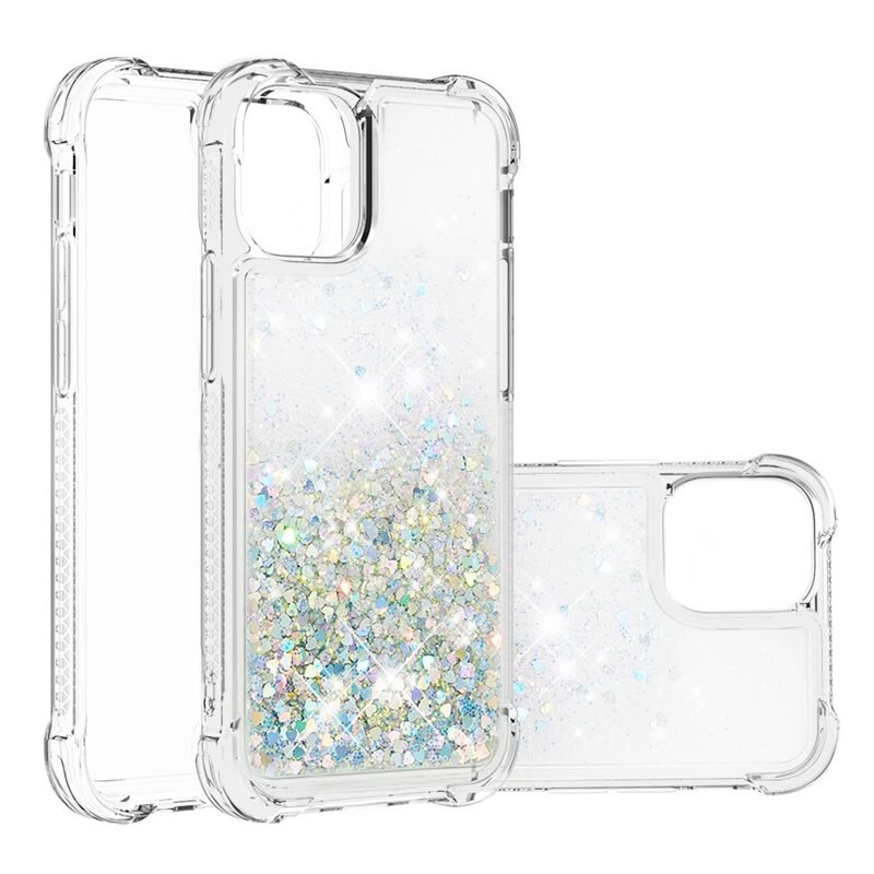 iPhone 13 Mini Glitter Powder TPU Case Zilver - Glitterend telefoonhoesje - Hoesje met glitters - Dames - Kinderen