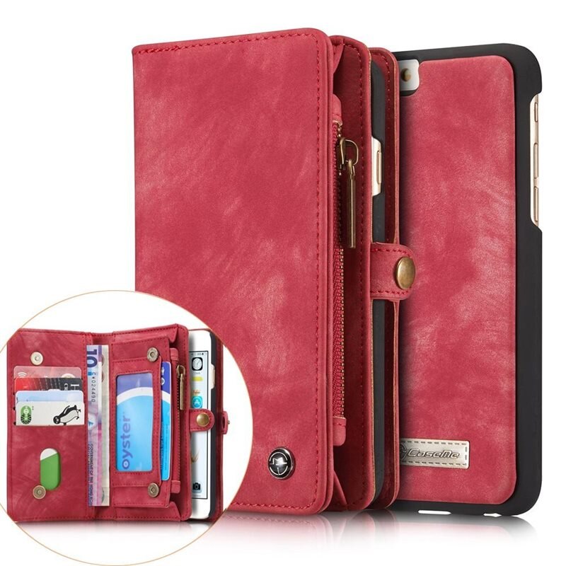 CaseMe Multi-slot Hoesje Apple iPhone 6/6S Rood - Telefoonhoesje met plek voor extra veel pasjes - Pasjeshouder