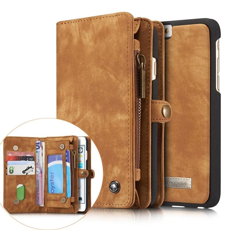 CaseMe Multi-slot Hoesje iPhone 6/6S Bruin - Telefoonhoesje met plek voor extra veel pasjes - Pasjeshouder