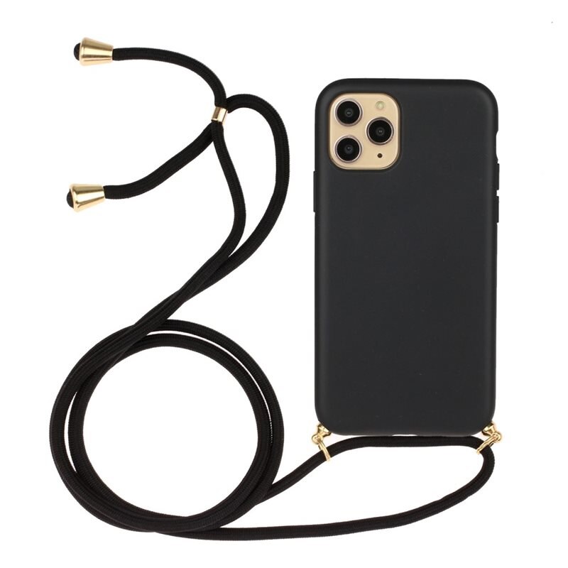 iPhone 13 Pro Max Hoesje Halsband Zwart - Hoesje met practische nekriem - Draagriem