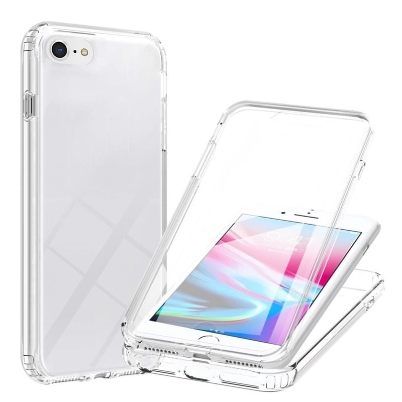 iPhone SE 2020 Full Protection Hoesje Transparant - Volledig dekkend hoesje met gehard glazen schermbescherming