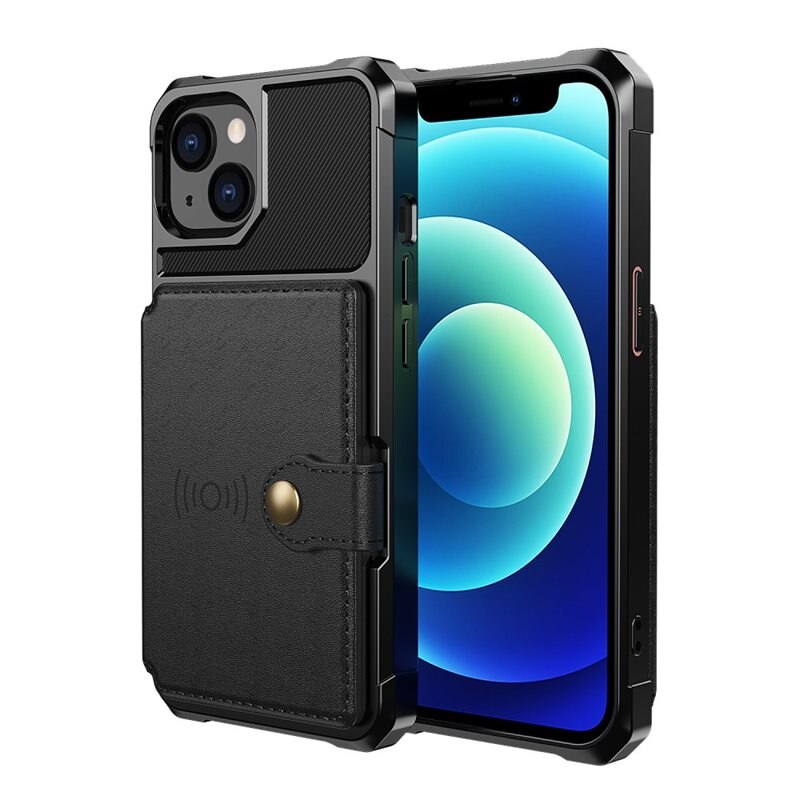 iPhone 13 Tough Multi-slot Hoesje Zwart - Beschermend hoesje met handig kaartvak in stoer design