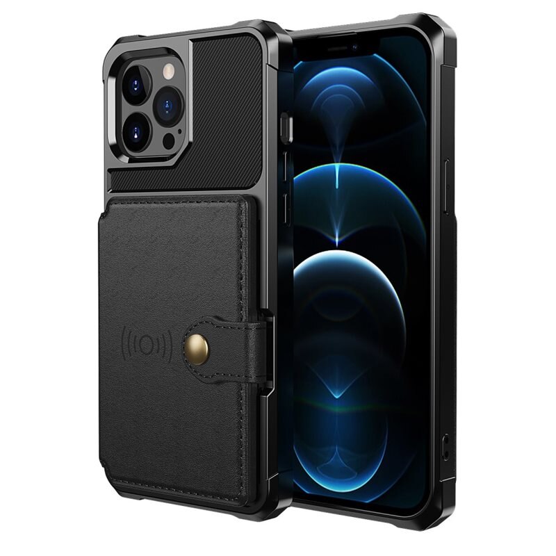 iPhone 13 Pro Tough Multi-slot Hoesje Zwart - Beschermend hoesje met handig kaartvak in stoer design