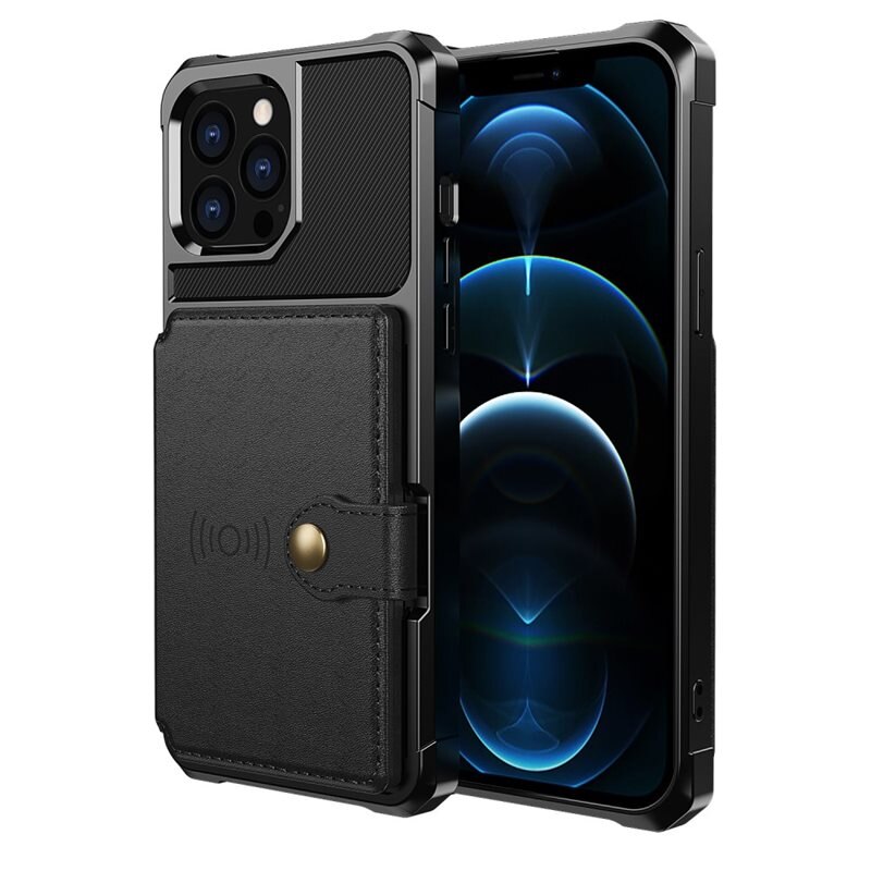 iPhone 13 Pro Max Tough Multi-slot Hoesje Zwart - Beschermend hoesje met handig kaartvak in stoer design