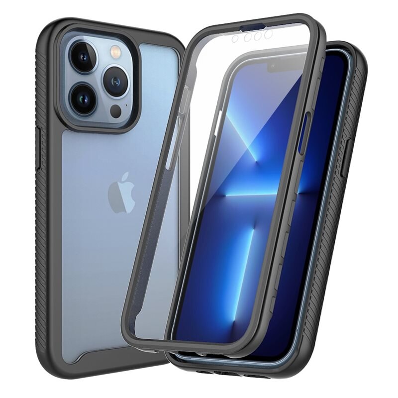 iPhone 13 Pro Max Full Protection Hoesje Zwart - Volledig dekkend hoesje met gehard glazen schermbescherming