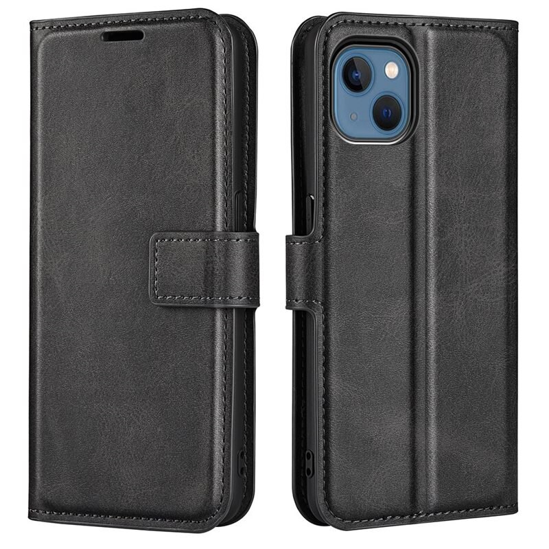 iPhone 14 Plus Leather Wallet Zwart - Telefoonhoesje