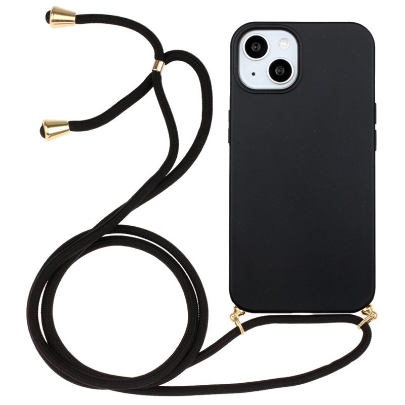 iPhone 14 Hoesje Halsband Zwart - Hoesje met practische nekriem - Draagriem