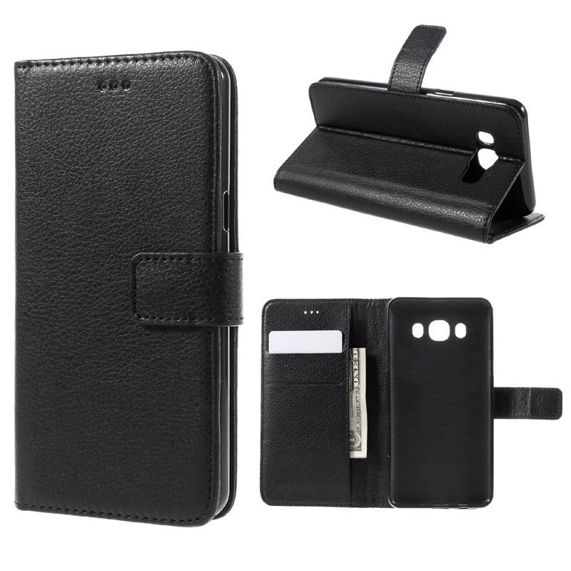Samsung Galaxy J5 2016 Bookcover hoesje Zwart - Telefoonhoesje met plek voor pasjes en briefgeld