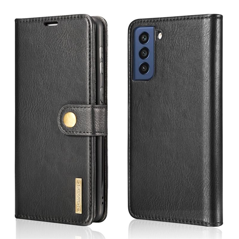 DG.MING Magnet Wallet Samsung Galaxy S21 FE Black - Stijlvol lederen boekhoesje met afneembaar magnetisch binnenhoesje