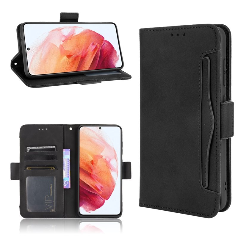 Samsung Galaxy S21 FE Multi Bookcover hoesje Zwart - Telefoonhoesje - Plek voor pasjes en briefgeld, contant geld