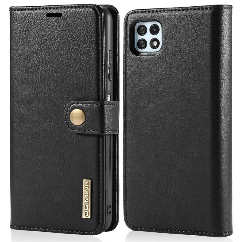 DG.MING Magnet Wallet Samsung Galaxy A22 5G Black - Stijlvol lederen boekhoesje met afneembaar magnetisch binnenhoesje