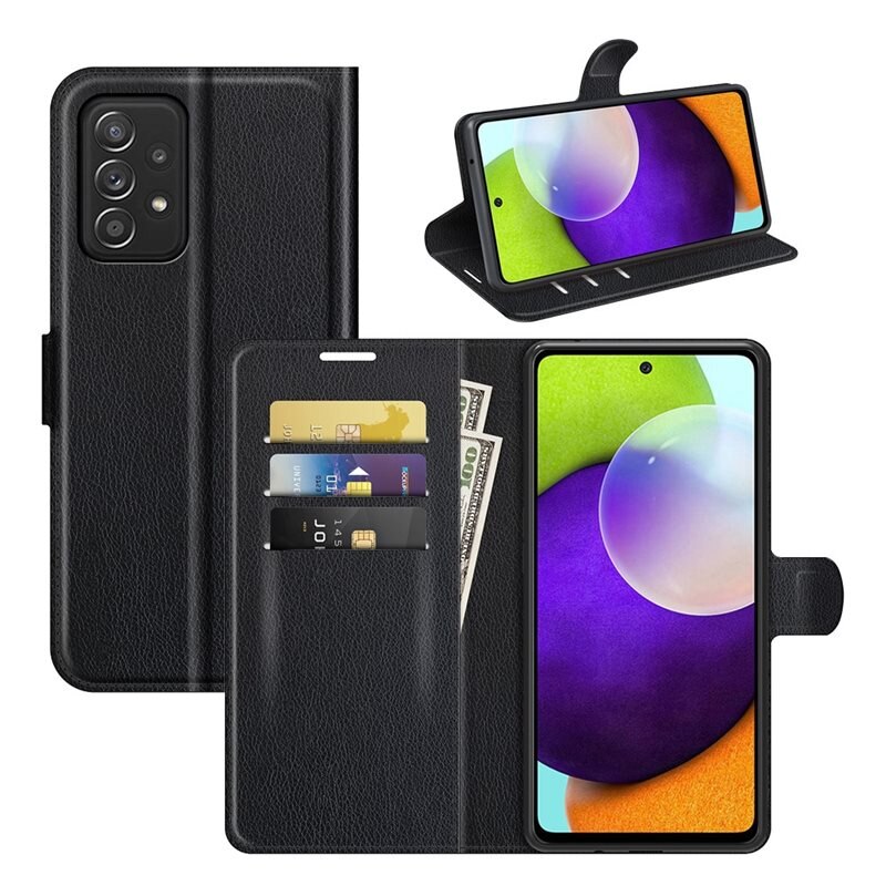 Samsung Galaxy A52 5G Smartphonehoesje Zwart - Portemonneehoesje met kaartvak en ingebouwde standaardfunctie