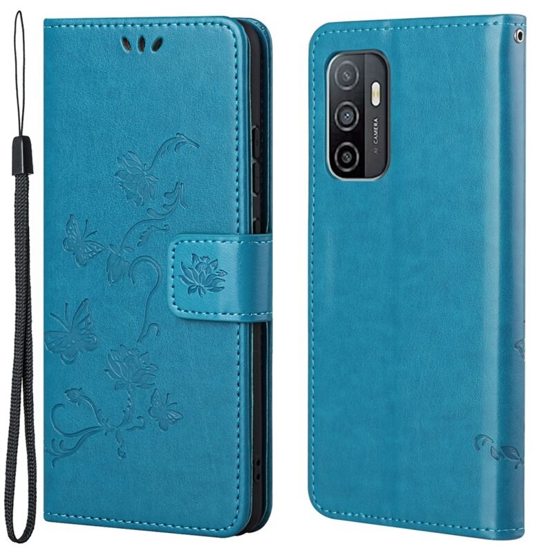 Samsung Galaxy A53 Leren vlinderhoesje Blauw - Mooi telefoonhoesje met patroontje