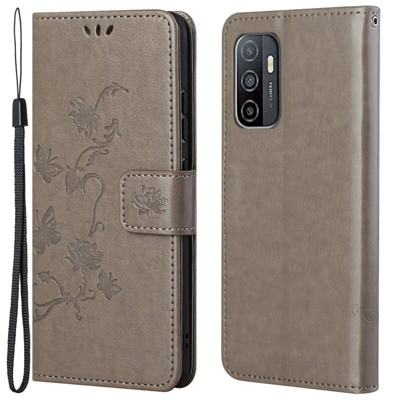 Samsung Galaxy A53 Leren vlinderhoesje Grijs - Mooi telefoonhoesje met patroontje