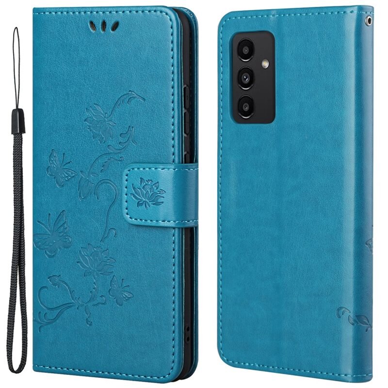 Samsung Galaxy A13 Leren vlinderhoesje Blauw - Mooi telefoonhoesje met patroontje