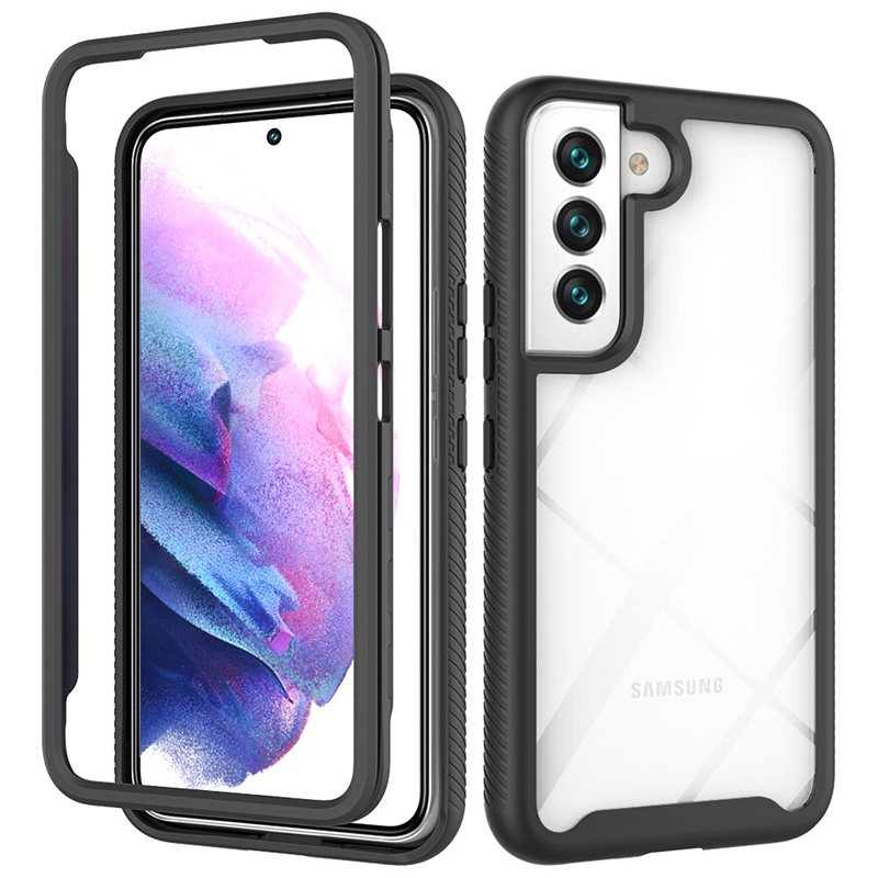 Samsung Galaxy S22 Full Cover Case Zwart - 360 telefoonhoesje in twee delen