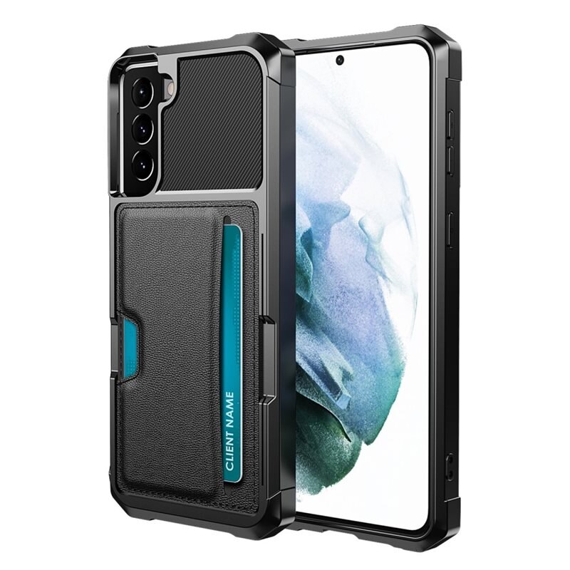 Samsung Galaxy S22 Tough Card Case Zwart - Schokbestendig telefoonhoesje met pasjeshouder