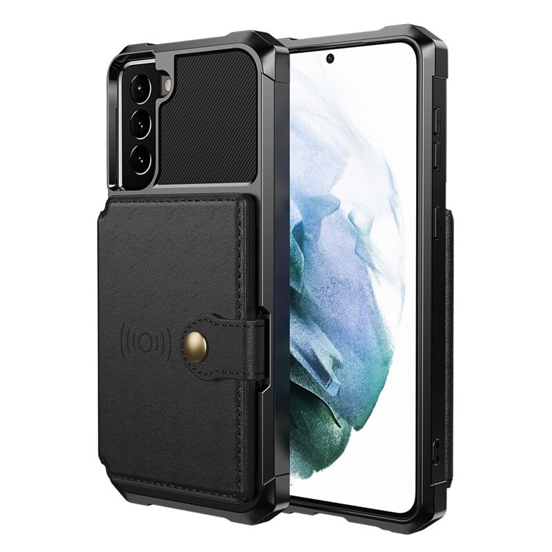 Samsung Galaxy S22 Plus Tough Multi-slot Hoesje Zwart - Beschermend hoesje met handig kaartvak in stoer design