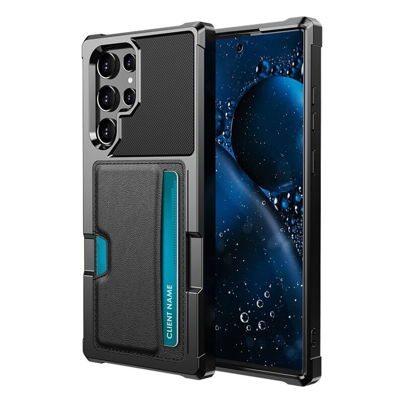 Samsung Galaxy S22 Ultra Tough Card Case Zwart - Schokbestendig telefoonhoesje met pasjeshouder