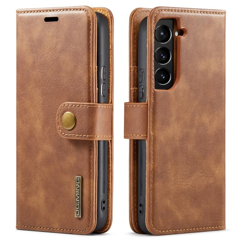 DG.MING Magnet Wallet Samsung Galaxy S22 Plus Cognac - Stijlvol lederen boekhoesje met afneembaar magnetisch binnenhoesje