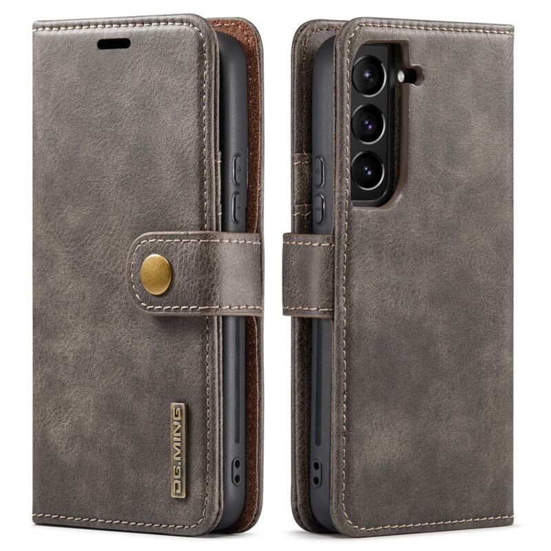 DG.MING Magnet Wallet Samsung Galaxy S22 Brown - Stijlvol lederen boekhoesje met afneembaar magnetisch binnenhoesje