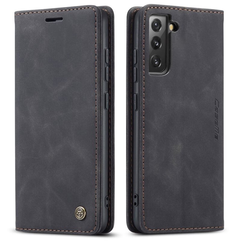CaseMe Slim Bookcover Hoesje Samsung Galaxy S22 Plus Zwart - Dun telefoonhoesje met pasjeshouder
