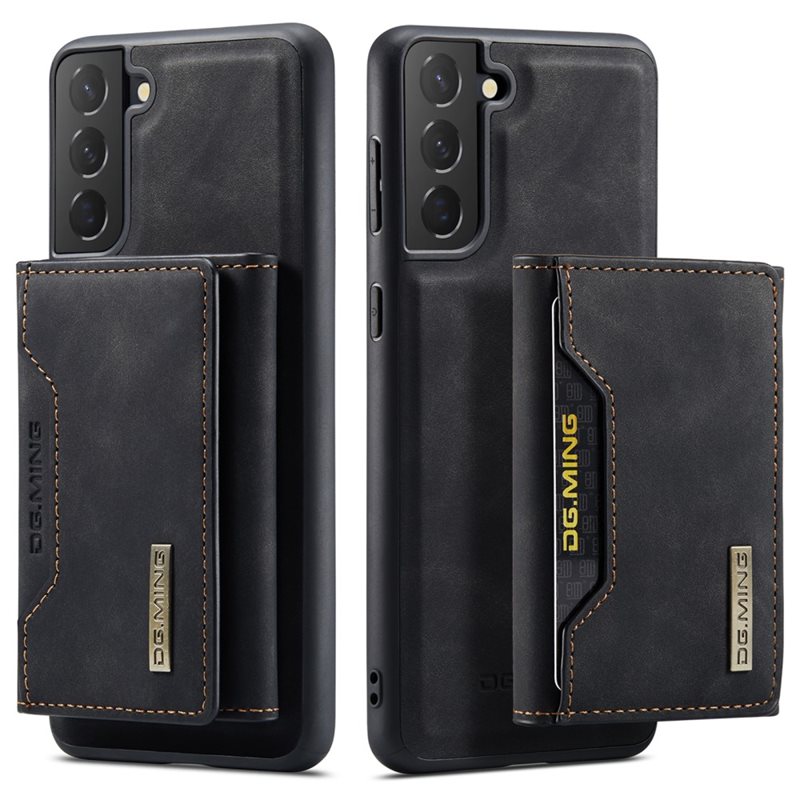 DG.MING Magnetic Card Slot Case Samsung Galaxy S22 Plus Zwart - Mooi leren hoejse met afneembaar portemonneetje