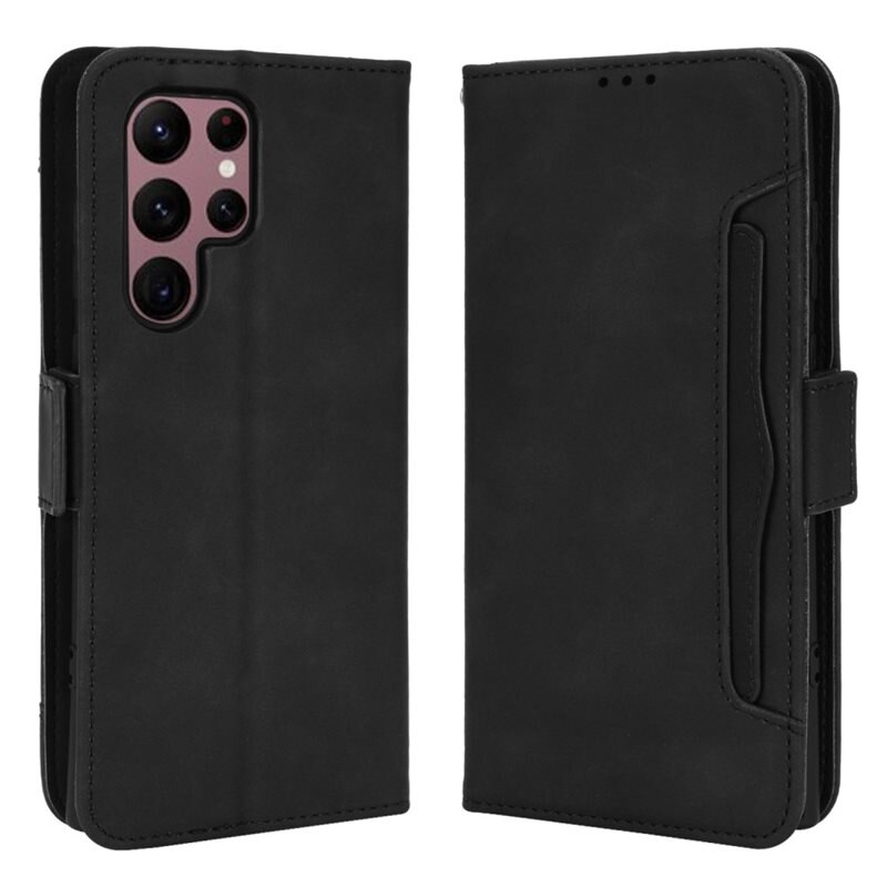 Samsung Galaxy S22 Ultra Multi Bookcover hoesje zwart - Telefoonhoesje - Plek voor pasjes en briefgeld, contant geld