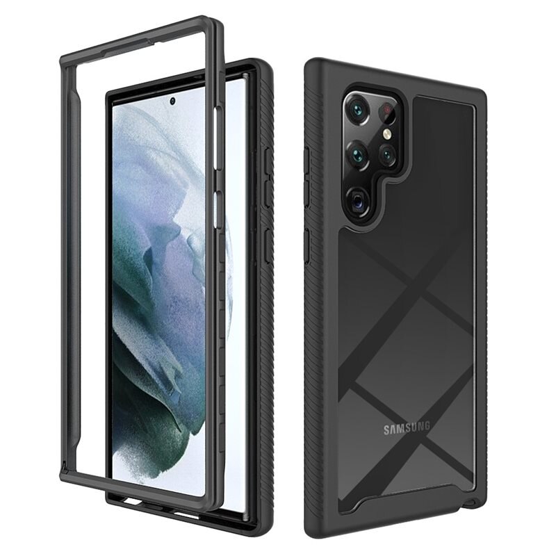 Samsung Galaxy S22 Ultra Full Cover Case Zwart - 360 telefoonhoesje in twee delen