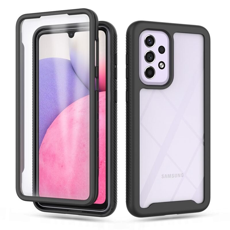 Samsung Galaxy A33 Full Protection Hoesje Zwart - Volledig dekkend hoesje met gehard glazen schermbescherming
