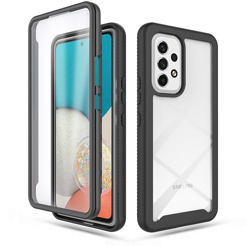 Samsung Galaxy A53 Full Protection Hoesje Zwart - Volledig dekkend hoesje met gehard glazen schermbescherming