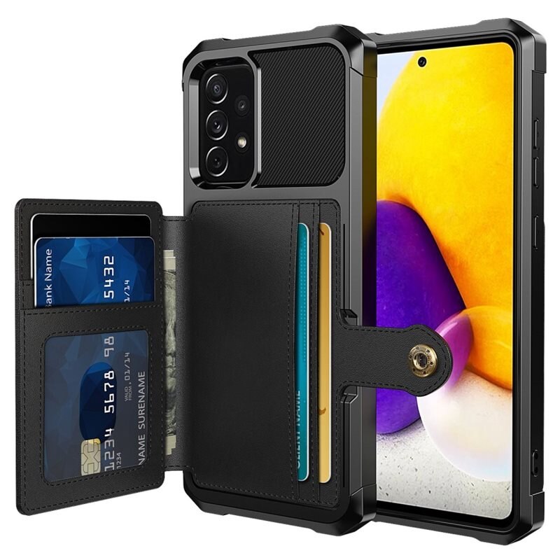 Samsung Galaxy A53 Tough Multi-slot Hoesje Zwart - Beschermend hoesje met handig kaartvak in stoer design