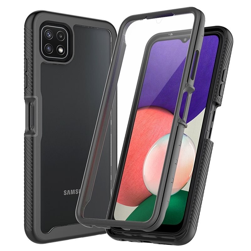Samsung Galaxy A22 5G Full Protection Hoesje Zwart - Volledig dekkend hoesje met gehard glazen schermbescherming