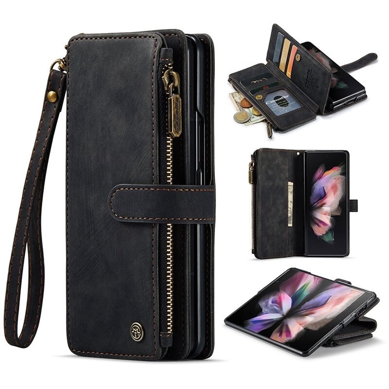 CaseMe Bookcover hoesje Rits Samsung Galaxy Z Fold 3 Zwart
