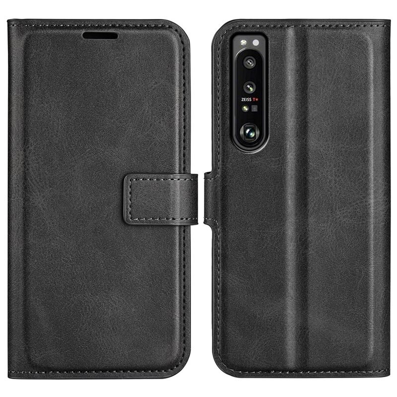 Sony Xperia 1 IV Leather Wallet Zwart - Telefoonhoesje