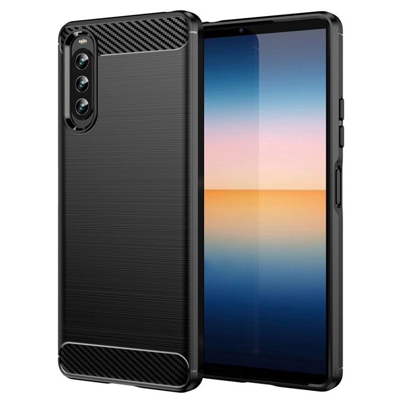 tectTech Hoesje TPU Brushed Sony Xperia 10 IV Zwart - Telefoonhoesje met stijlvol ontwerp