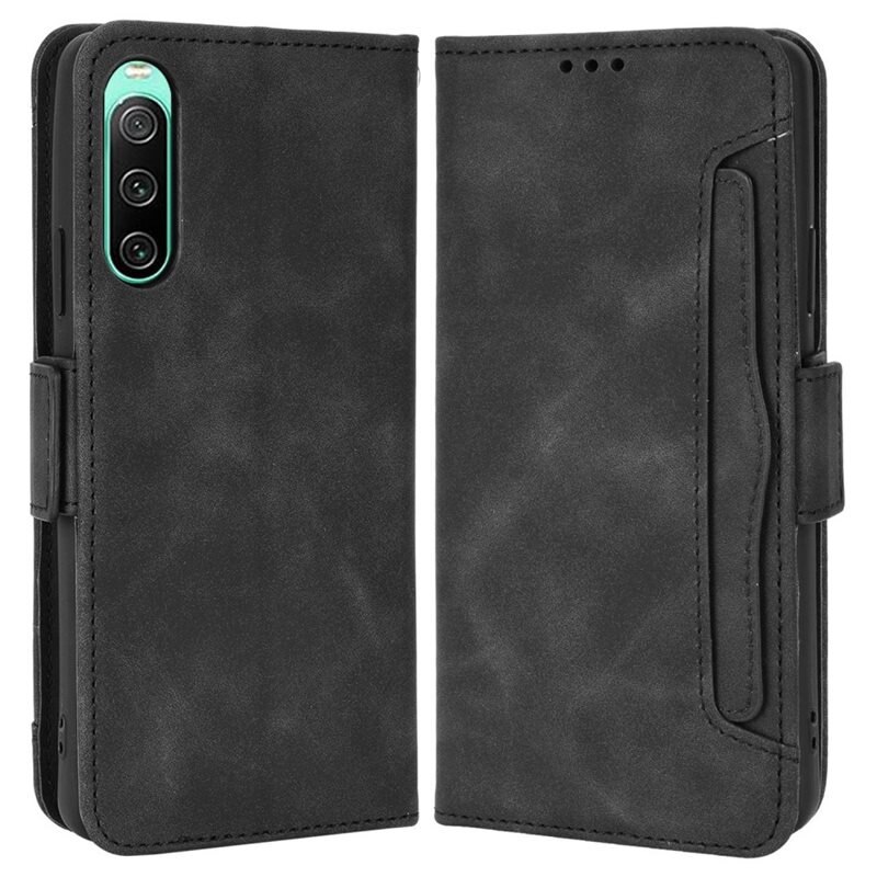 Sony Xperia 10 iV Multi Bookcover hoesje Zwart - Telefoonhoesje - Plek voor pasjes en briefgeld, contant geld