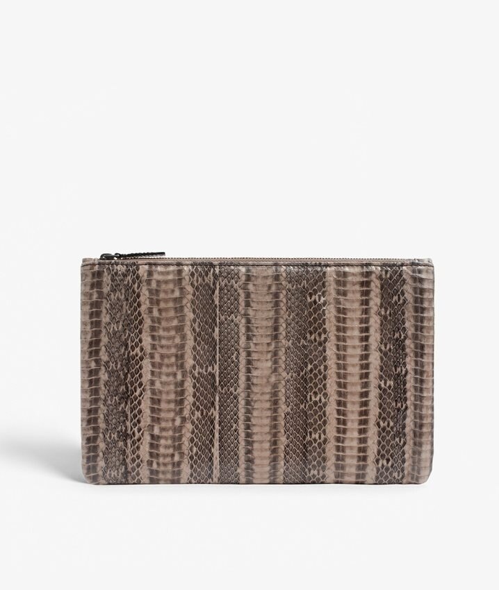 The Case Factory Small Clutch Due Real Water Snake/Calf Nude