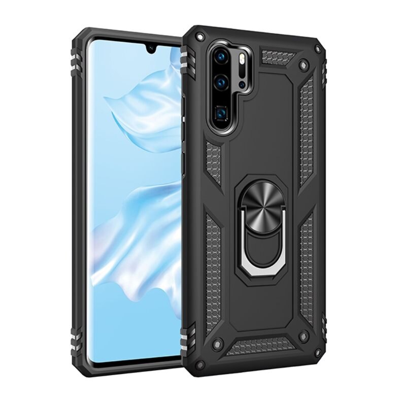 Huawei P30 Pro Hybridcase Tech Ring zwart - Cool telefoonhoesje met ring voor betere grip