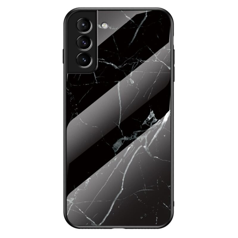 Samsung Galaxy S22 Hoesje Gehard Glas Zwart marmer - Telefoonhoesje