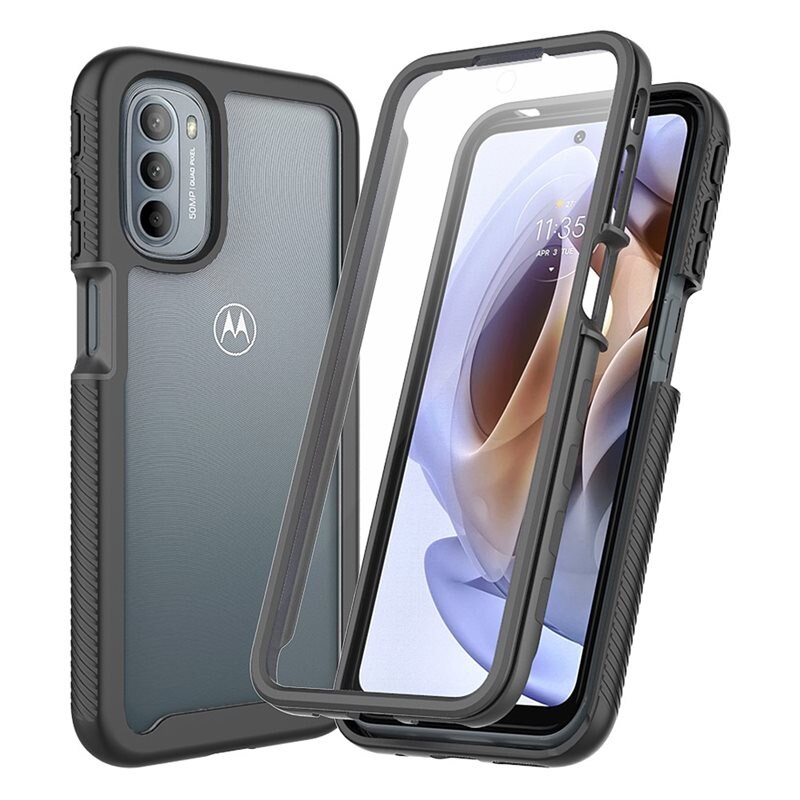Motorola Moto G31/Moto G41 Full Protection Hoesje Zwart - Volledig dekkend hoesje met gehard glazen schermbescherming