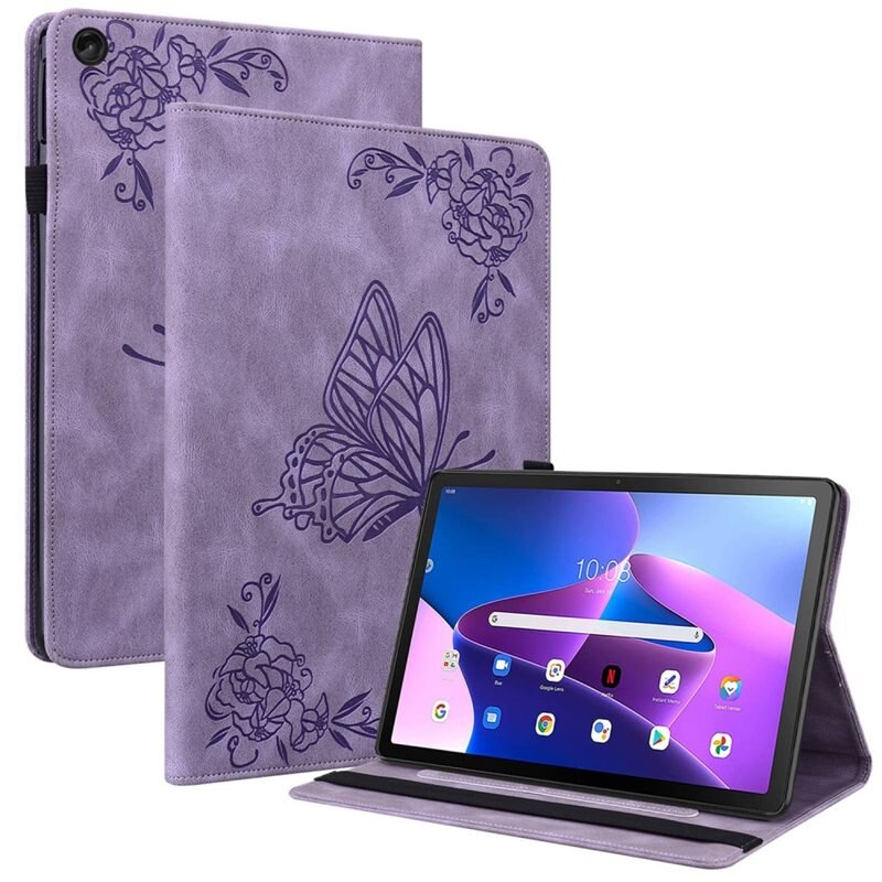 Lenovo Tab M10 (3rd Gen) Leren vlinderhoesje Paars - Beschermende tablethoes met mooie print