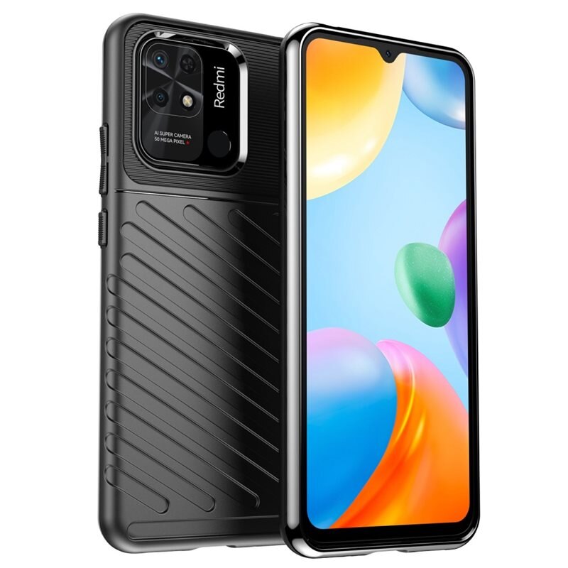 Xiaomi Redmi 10C Thunder TPU Case Zwart - Telefoonhoesje - Beschermhoesje