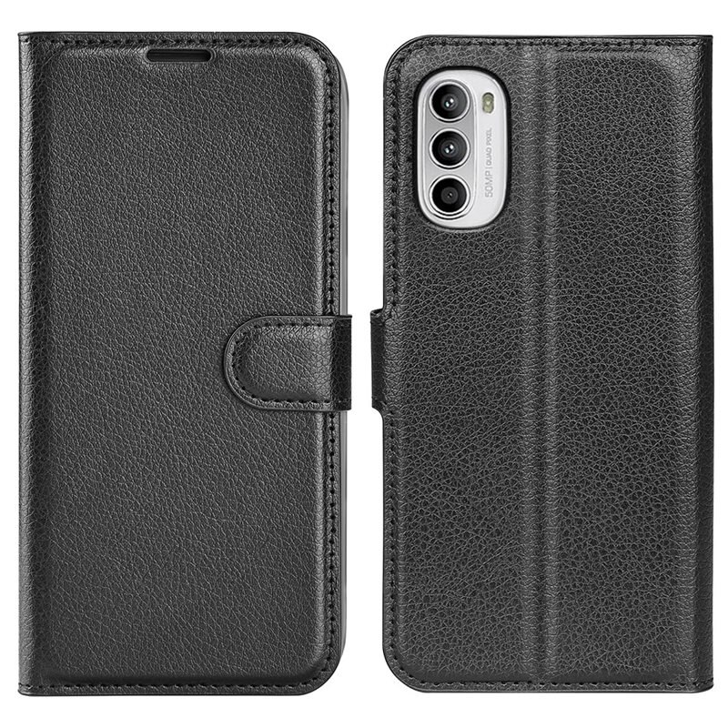 Motorola Moto G82/Moto G52 Smartphonehoesje Zwart - Portemonneehoesje met kaartvak en ingebouwde standaardfunctie