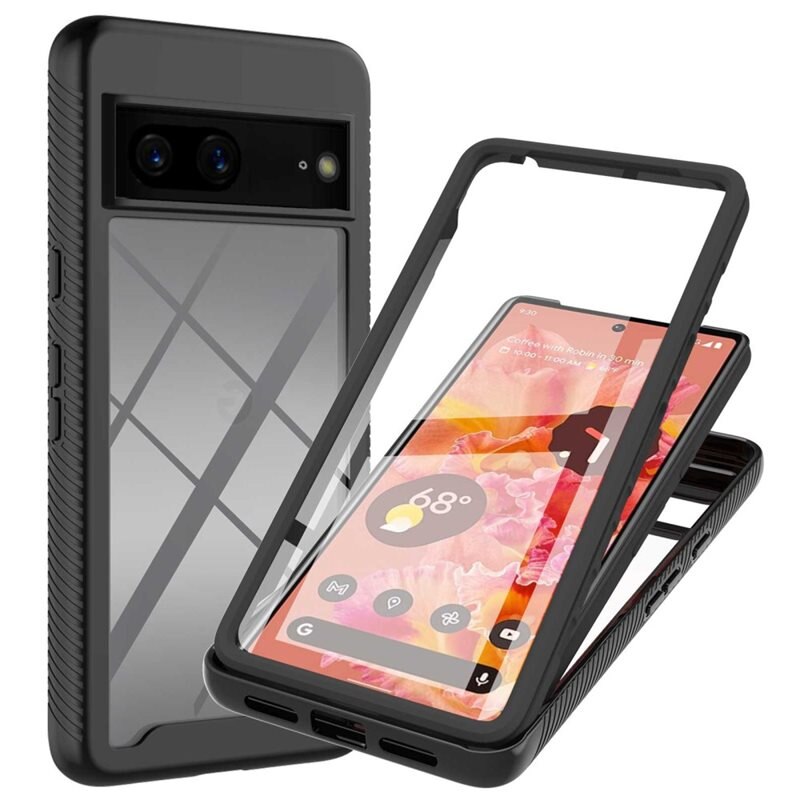 Google Pixel 7 Pro Full Protection Hoesje Zwart - Volledig dekkend hoesje met gehard glazen schermbescherming
