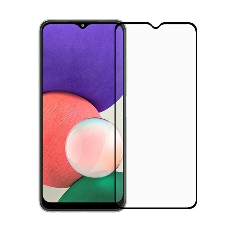 Samsung Galaxy A22 5G Full-cover Gehard Glas Zwart - Volledige dekking voor het scherm, met zwarte rand