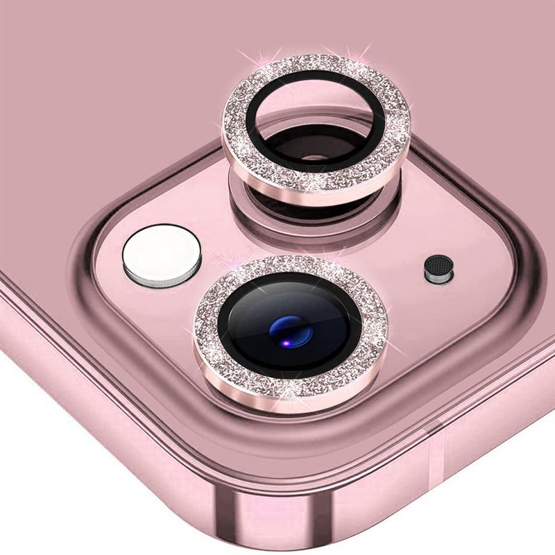 Hat Prince Gehard Glas Camera Protector Aluminium Schitteren iPhone 13 roze - Dunne, glitterende camerabescherming - Past samen met een hoesje